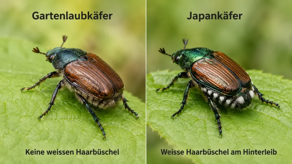 Gartenlaubkäfer und Japankäfer im direkten Vergleich